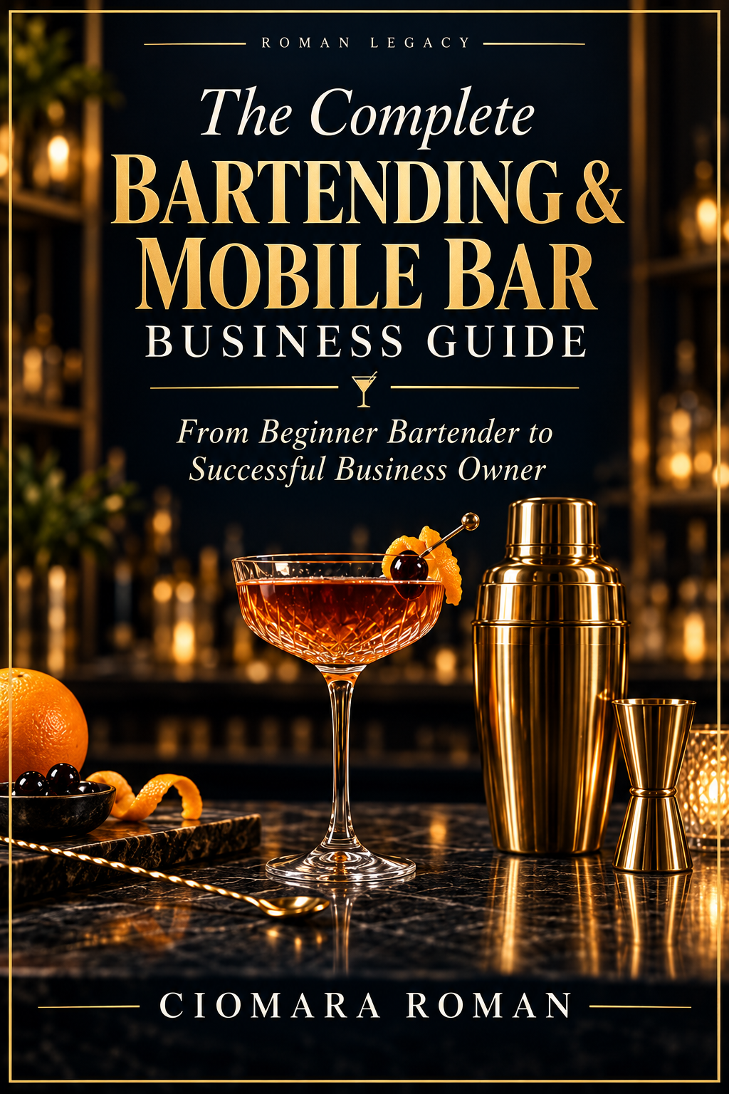 Book cover: The Complete Bartending & Mobile Bar Business Guide: From Beginner Bartender to Successful Business Owner by Ciomara Roman